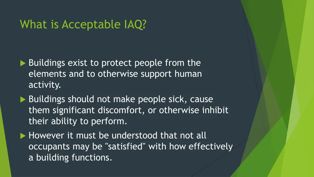 what is acceptable iaq 1