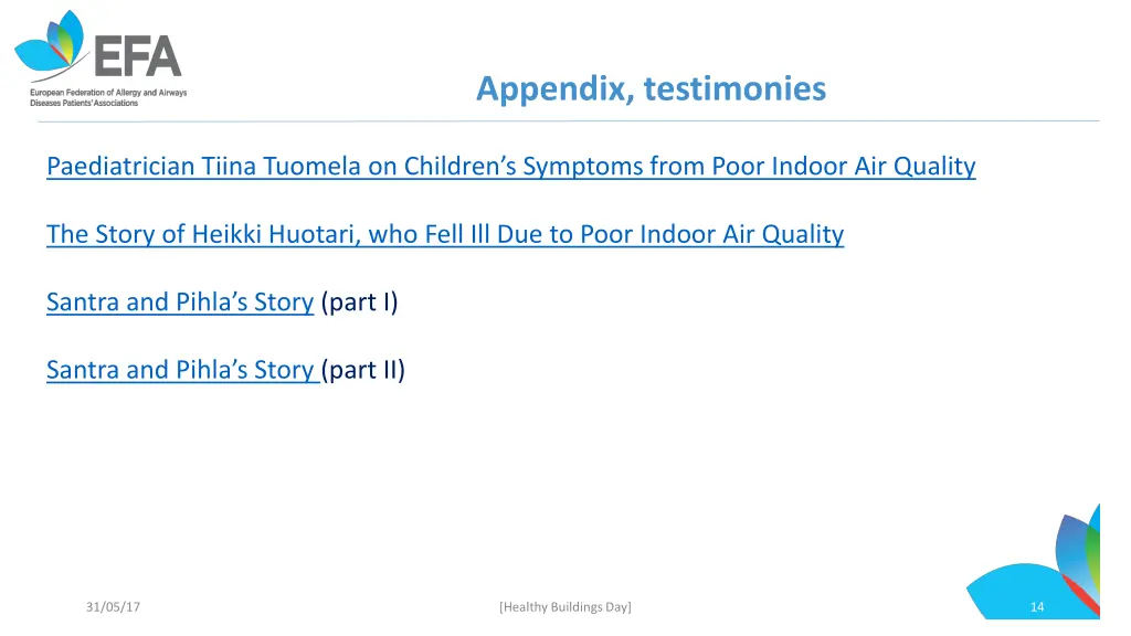 appendix testimonies