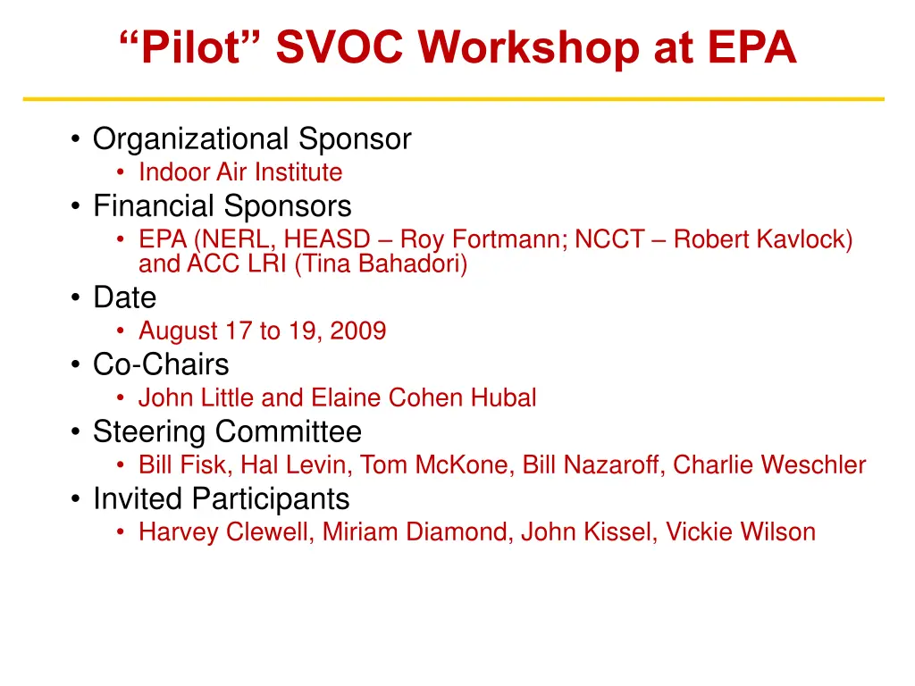 pilot svoc workshop at epa