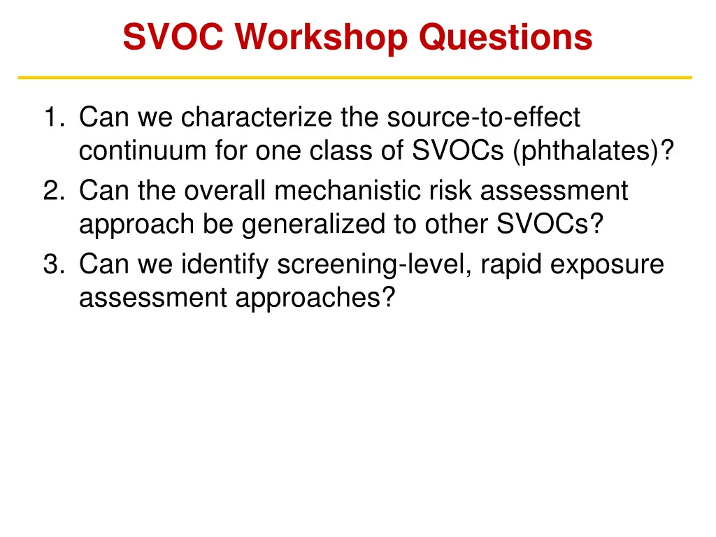 svoc workshop questions