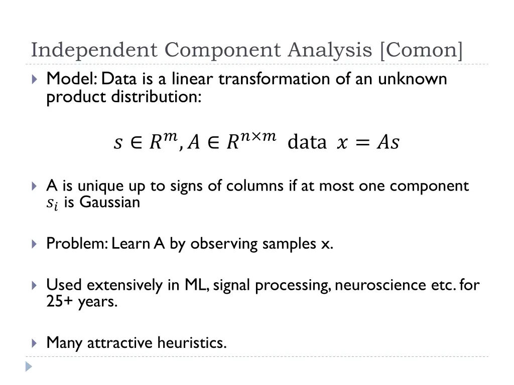 independent component analysis comon model data