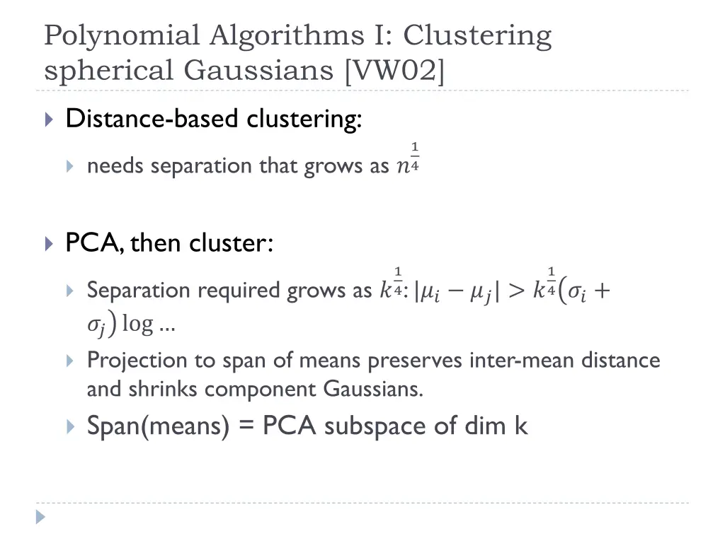 polynomial algorithms i clustering spherical