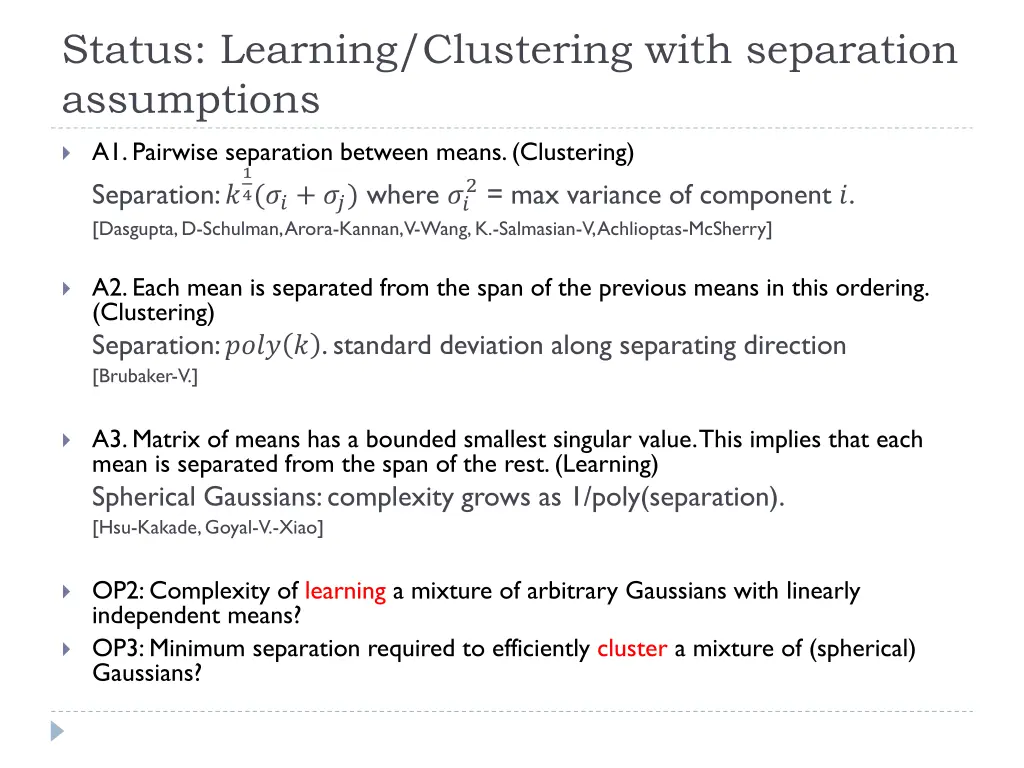 status learning clustering with separation