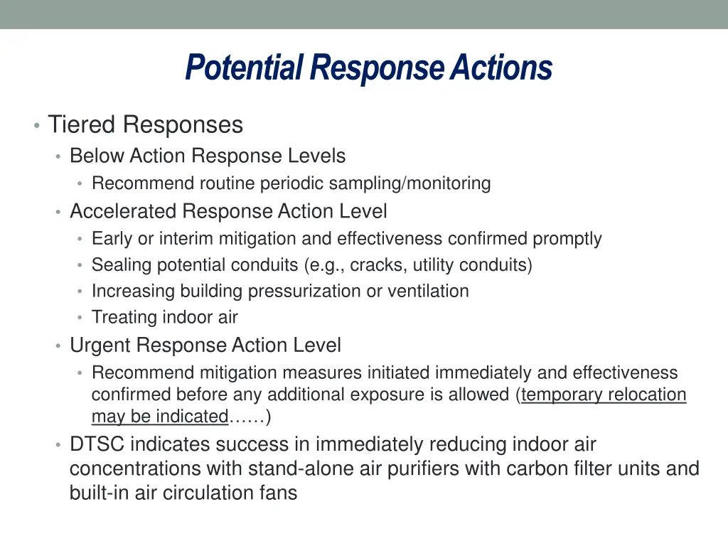 potential response actions 1