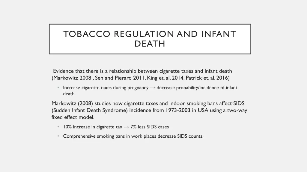 tobacco regulation and infant death