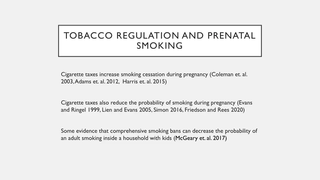 tobacco regulation and prenatal smoking