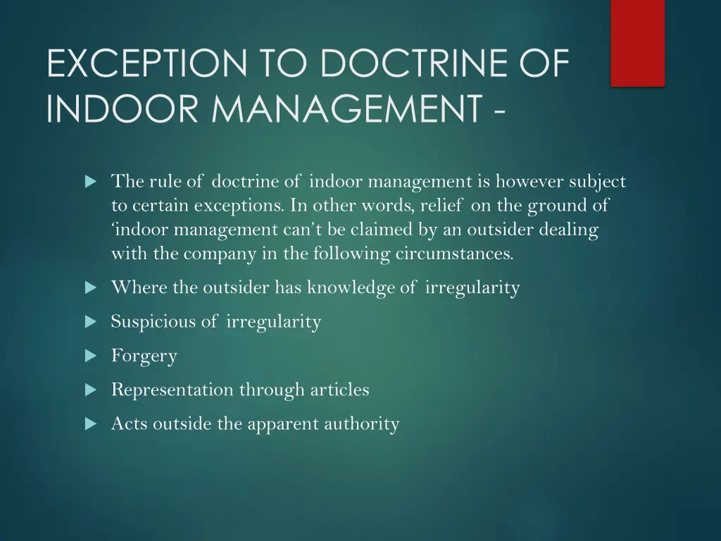 exception to doctrine of indoor management