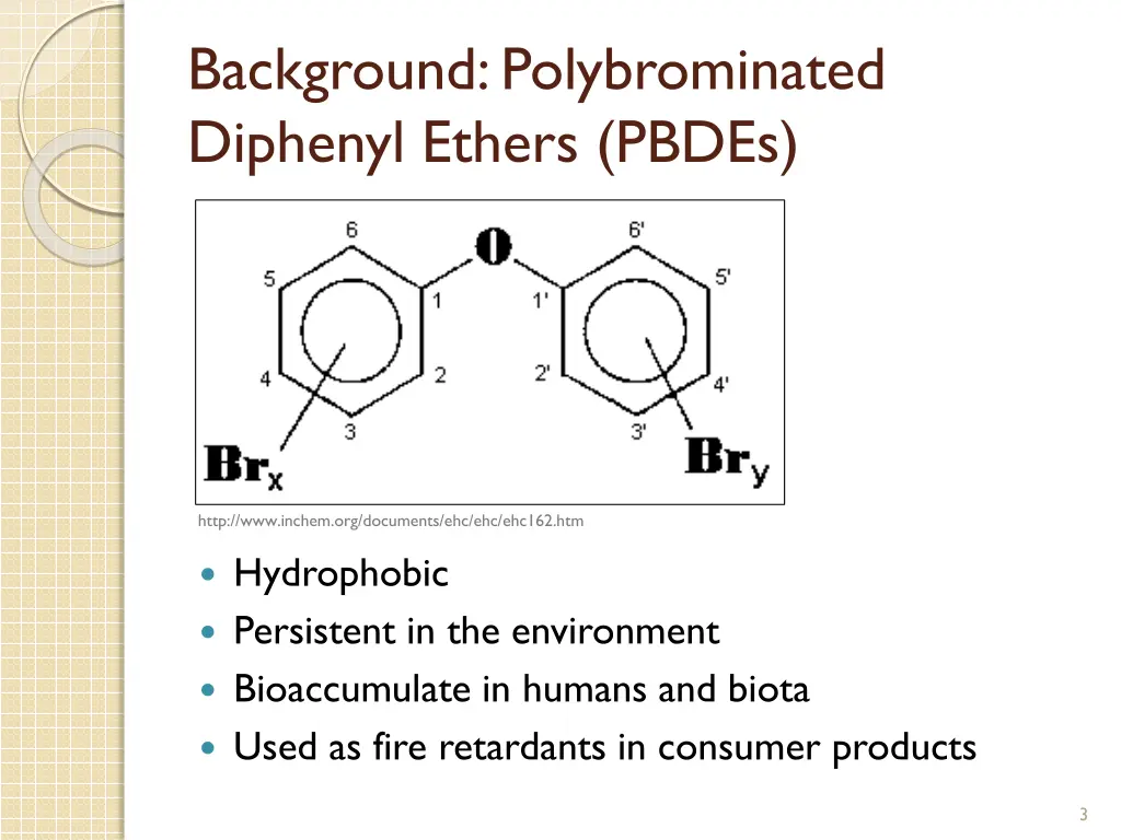 background polybrominated diphenyl ethers pbdes