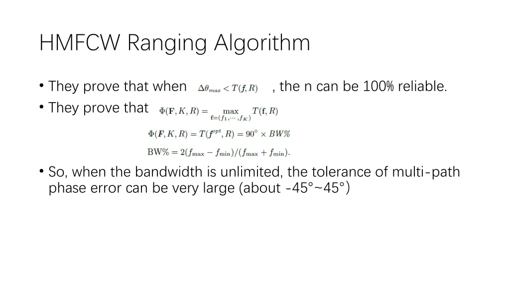 hmfcw ranging algorithm