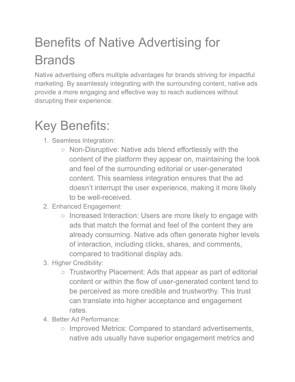 benefits of native advertising for brands