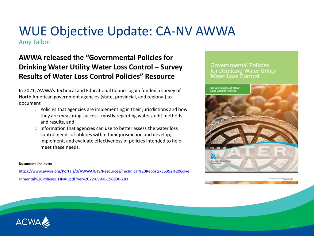 amy talbot wue objective update ca nv awwa