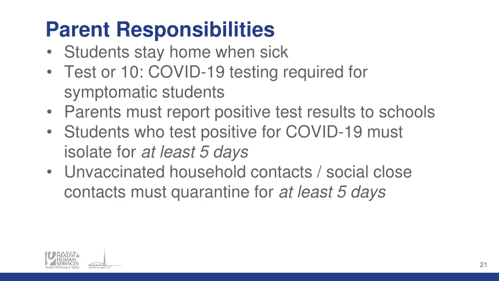 parent responsibilities students stay home when