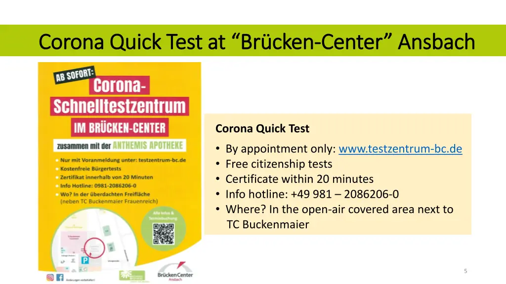 corona quick test at corona quick test at br cken