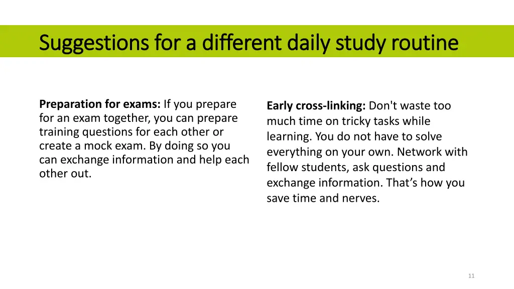 suggestions for a different daily study routine 1