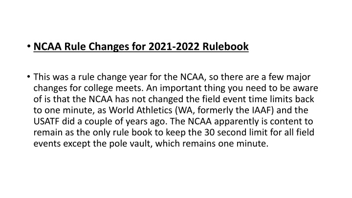 ncaa rule changes for 2021 2022 rulebook