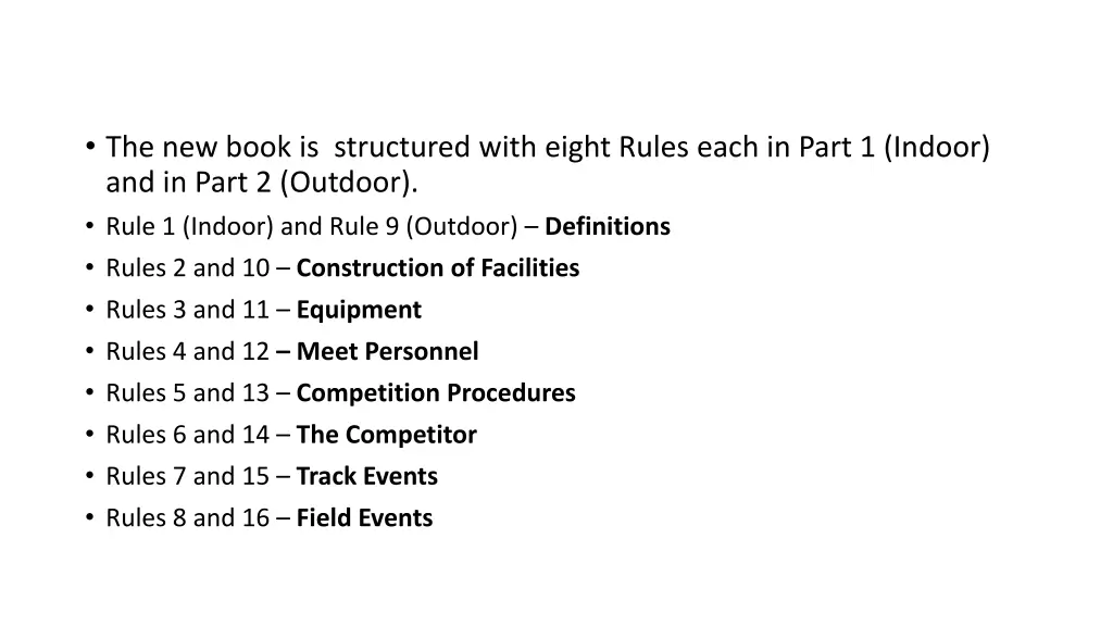 the new book is structured with eight rules each