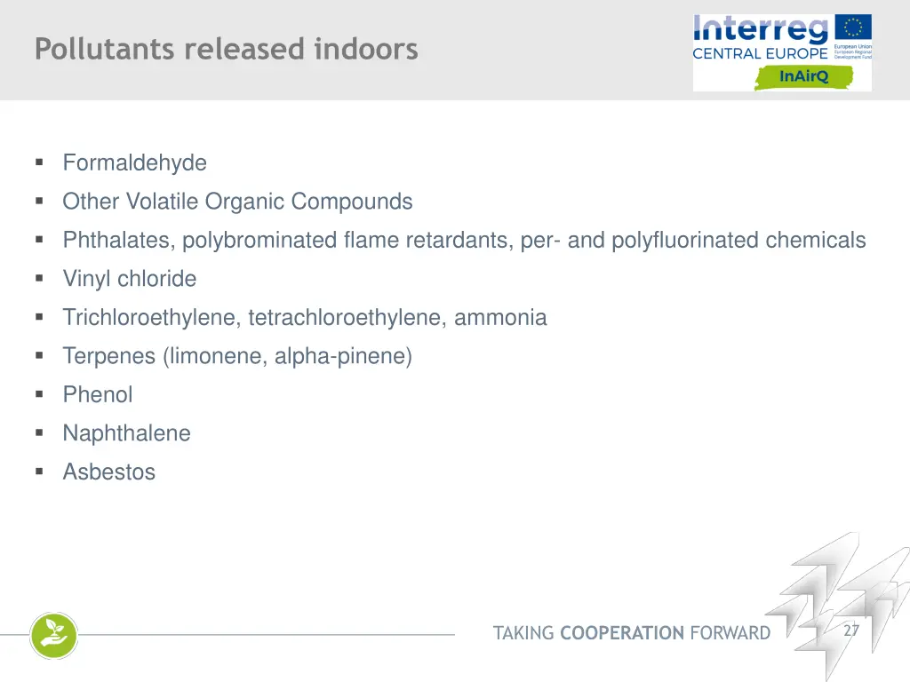 pollutants released indoors