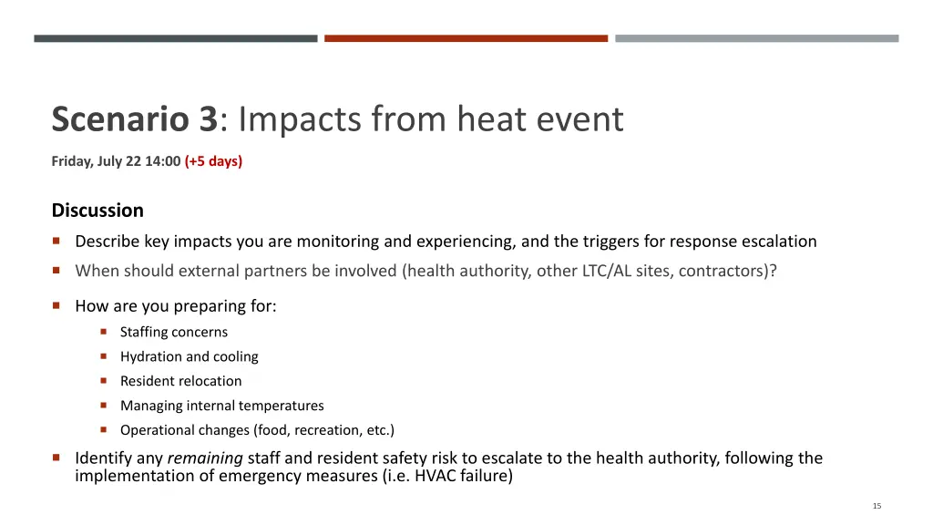 scenario 3 impacts from heat event 1