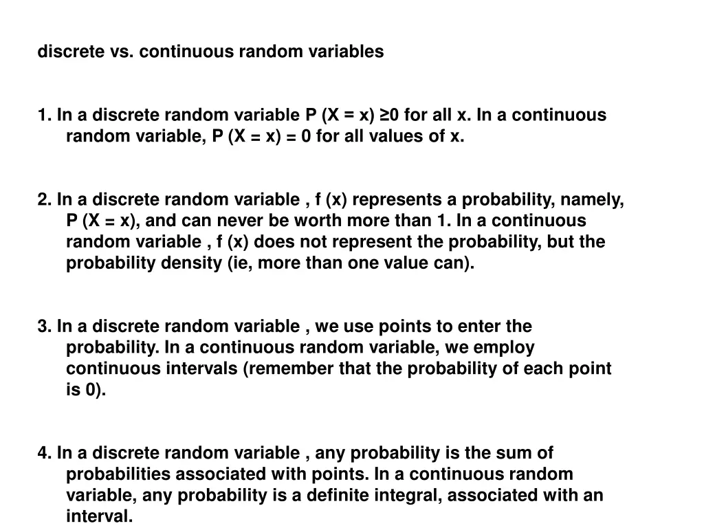 discrete vs continuous random variables