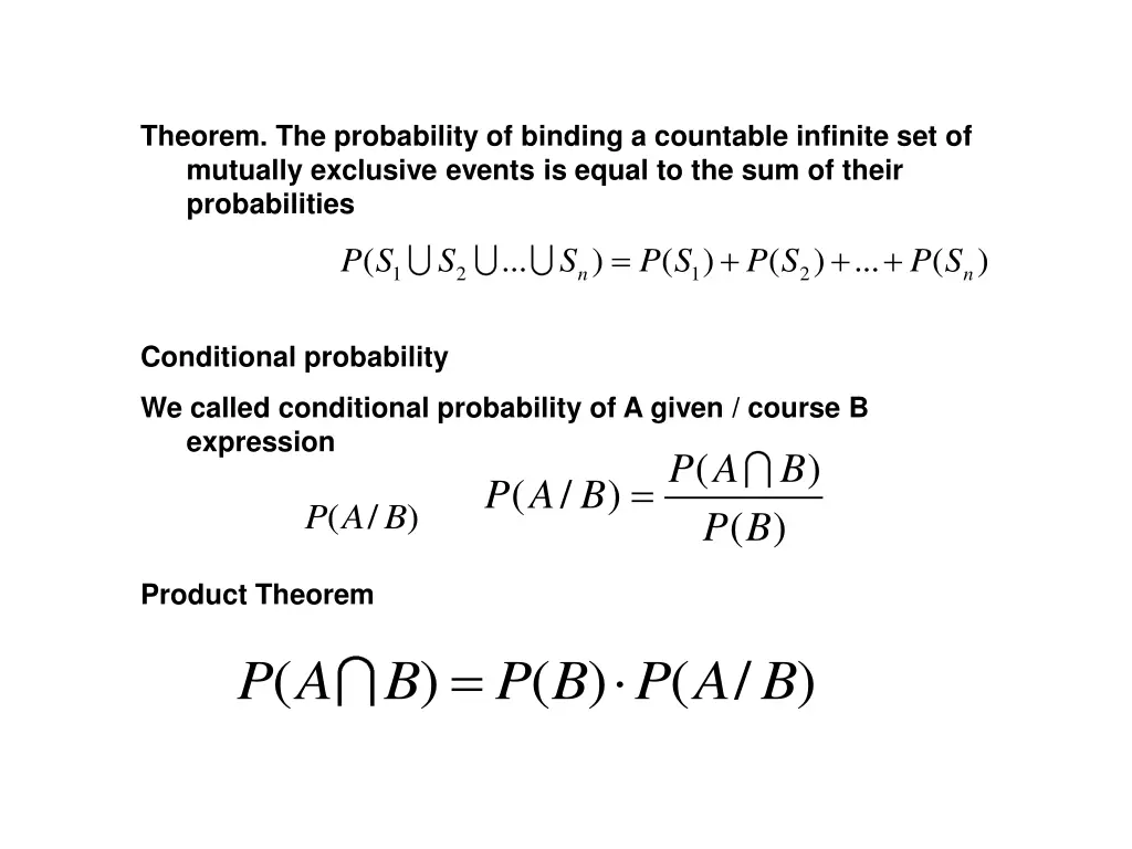 theorem the probability of binding a countable