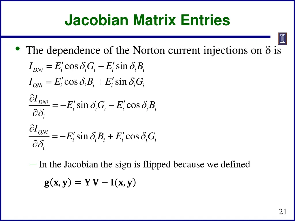 jacobian matrix entries