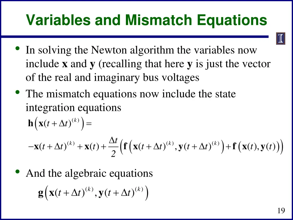 variables and mismatch equations