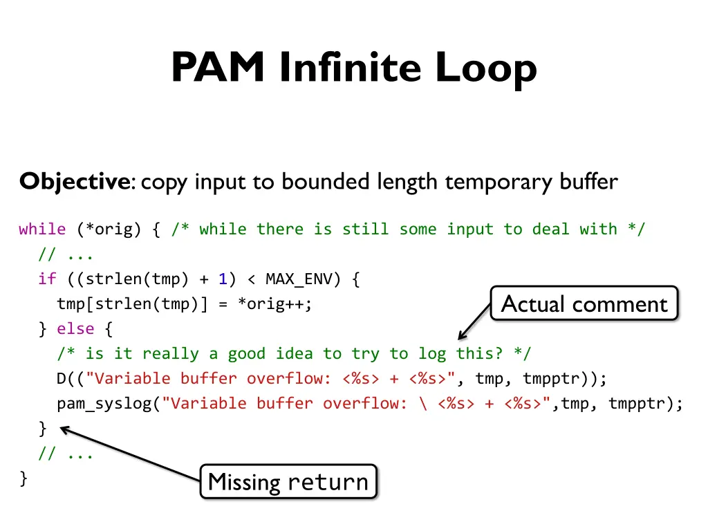 pam infinite loop