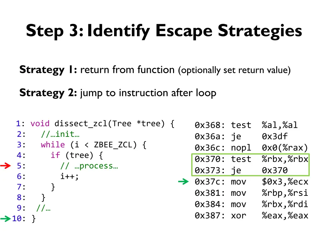 step 3 identify escape strategies