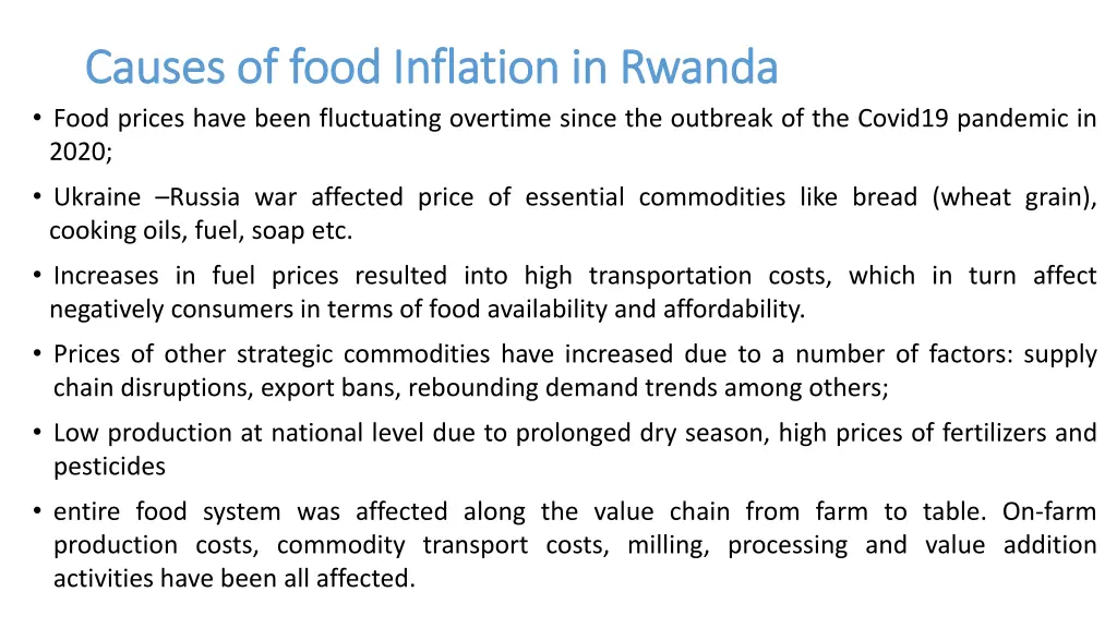 causes of food inflation in rwanda causes of food