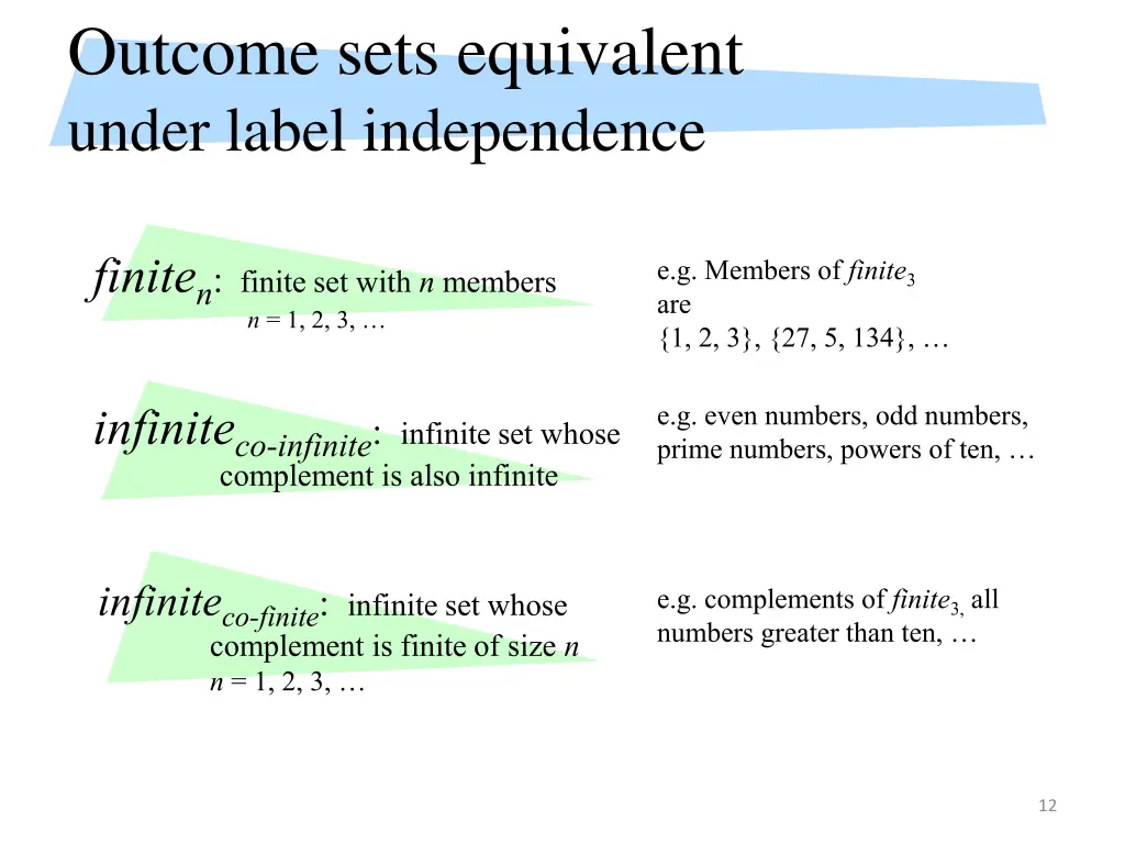 outcome sets equivalent under label independence