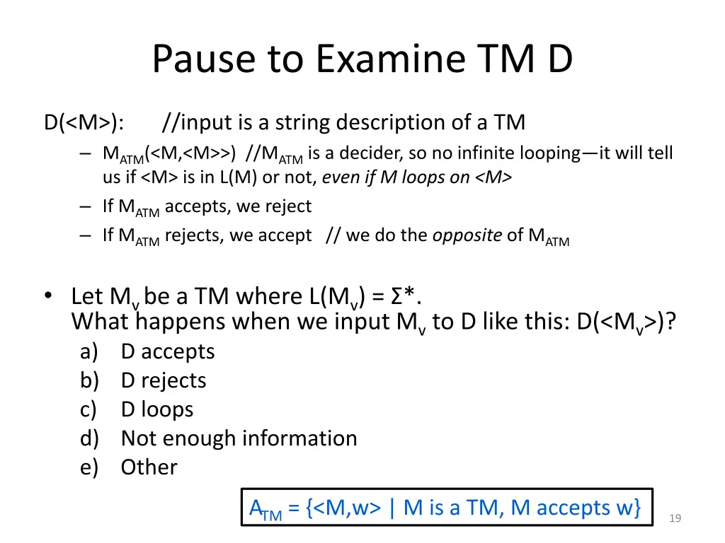 pause to examine tm d 2