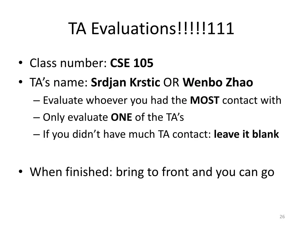 ta evaluations 111