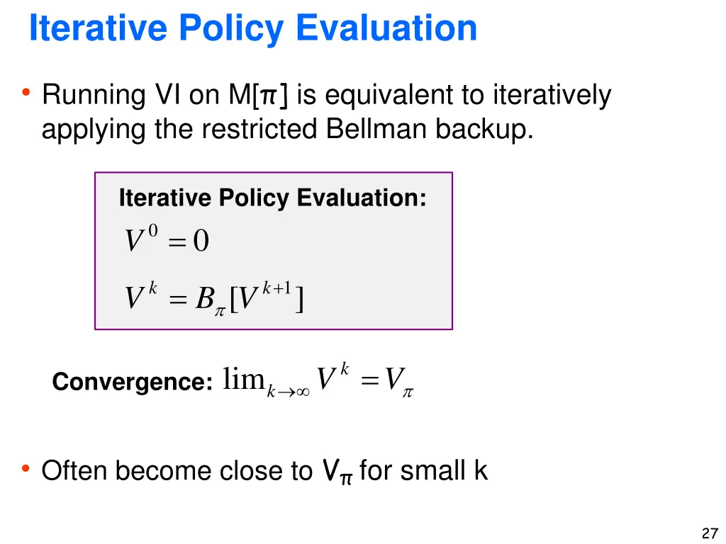 iterative policy evaluation