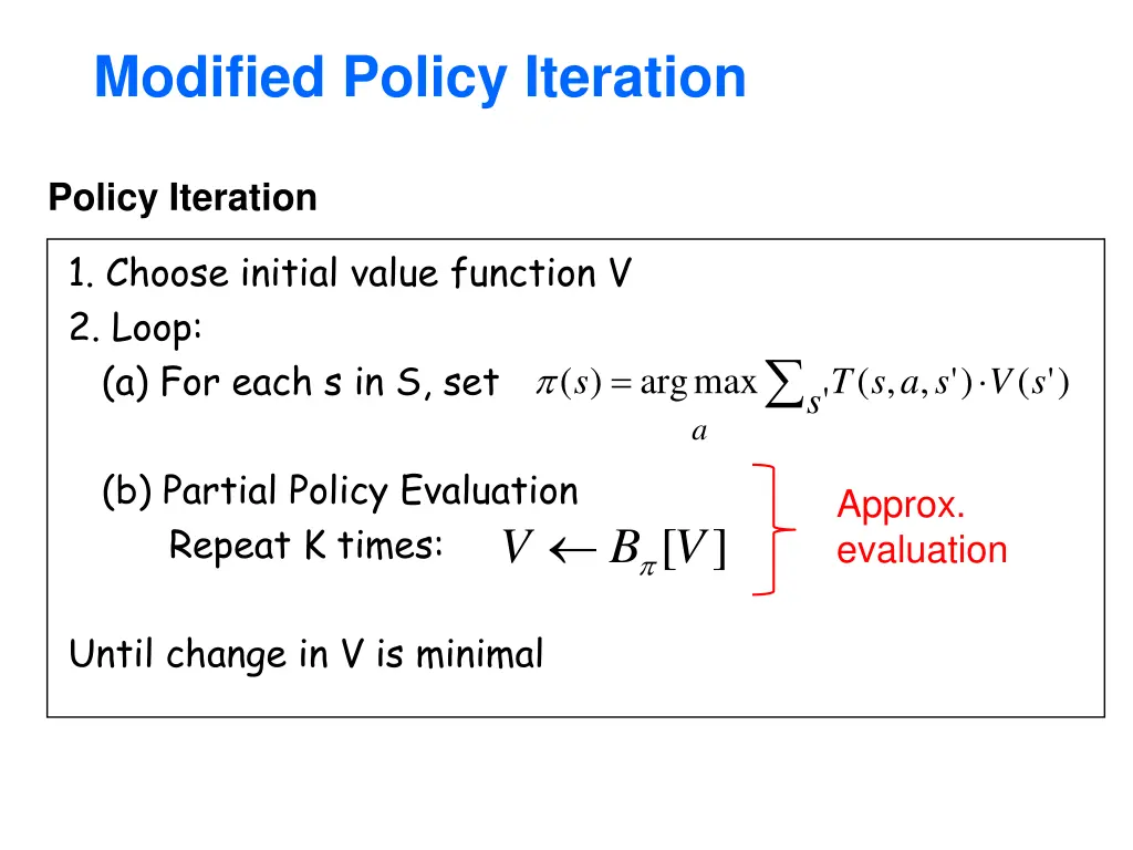 modified policy iteration 1