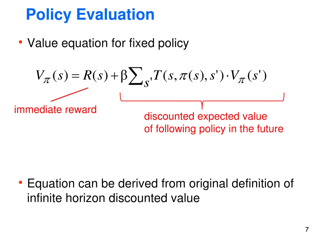 policy evaluation