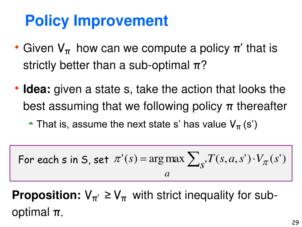 policy improvement