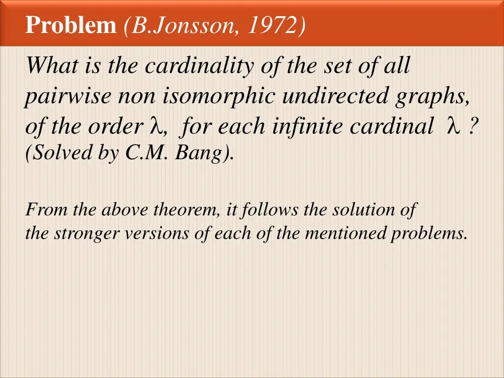 problem b jonsson 1972 what is the cardinality