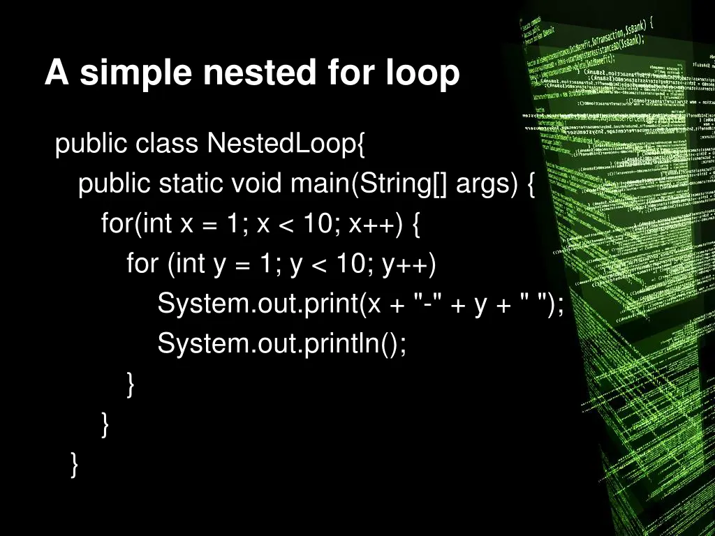 a simple nested for loop