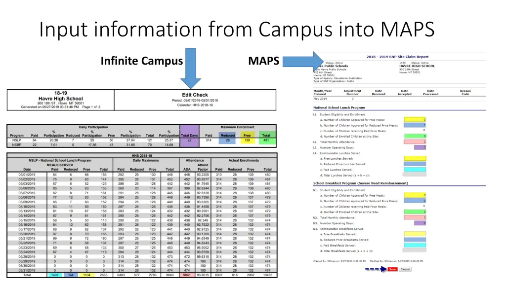 input information from campus into maps