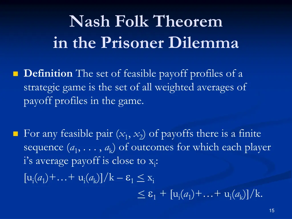 nash folk theorem in the prisoner dilemma