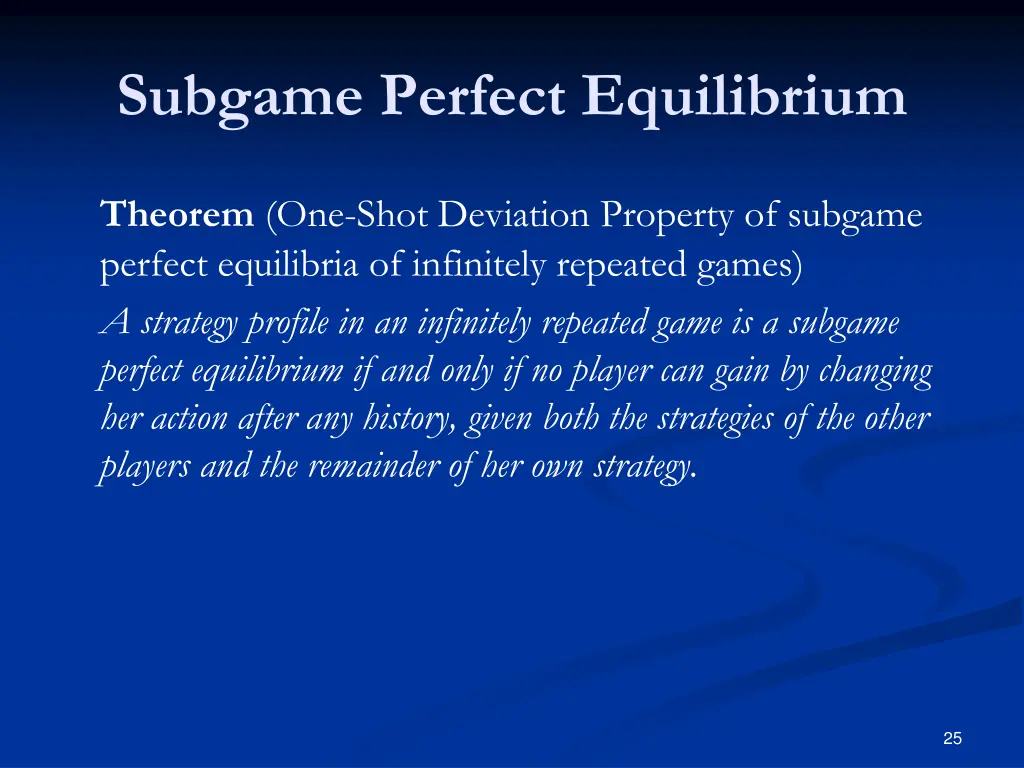 subgame perfect equilibrium