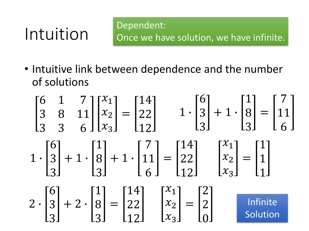 dependent once we have solution we have infinite