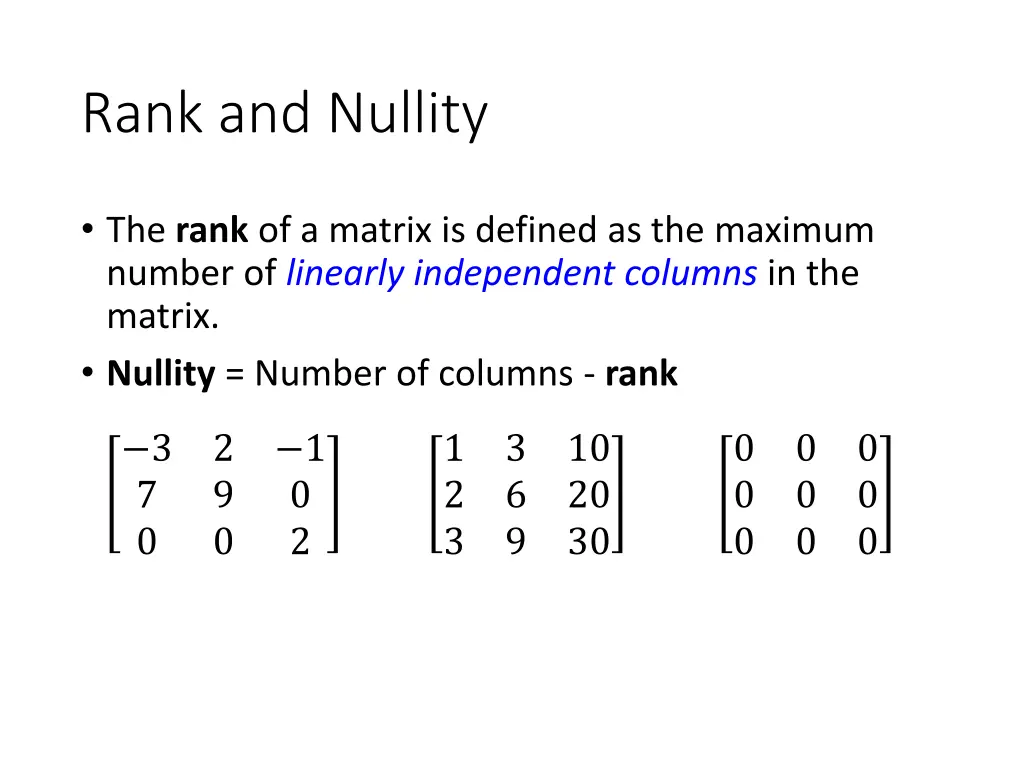 rank and nullity 1