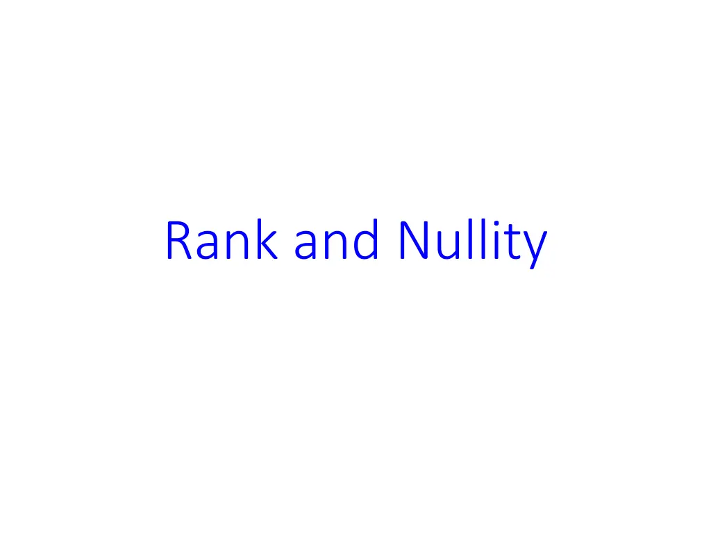 rank and nullity