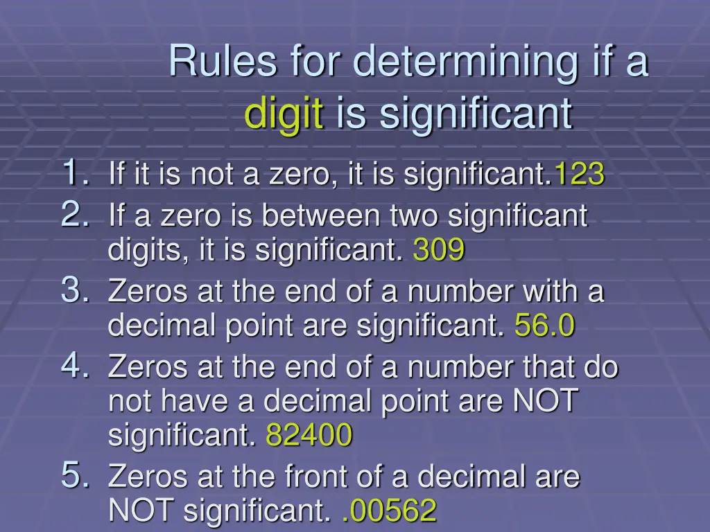 rules for determining if a digit is significant