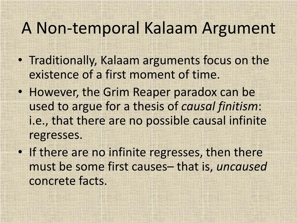 a non temporal kalaam argument