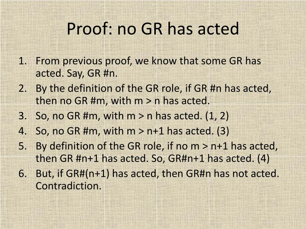 proof no gr has acted