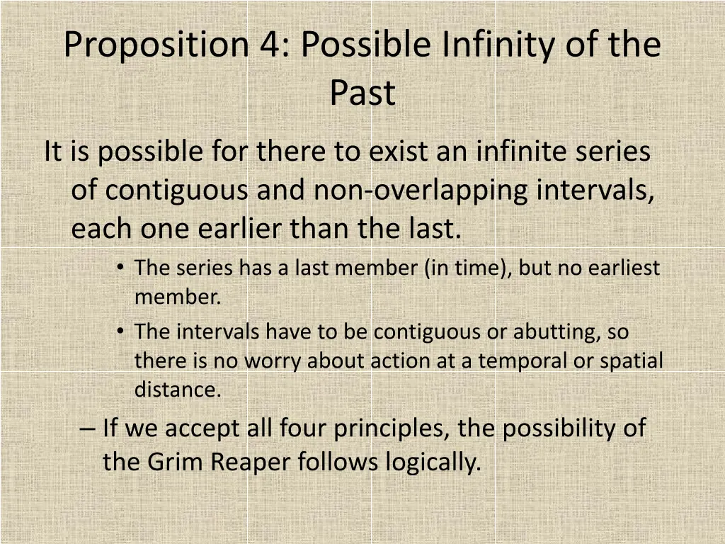 proposition 4 possible infinity of the past