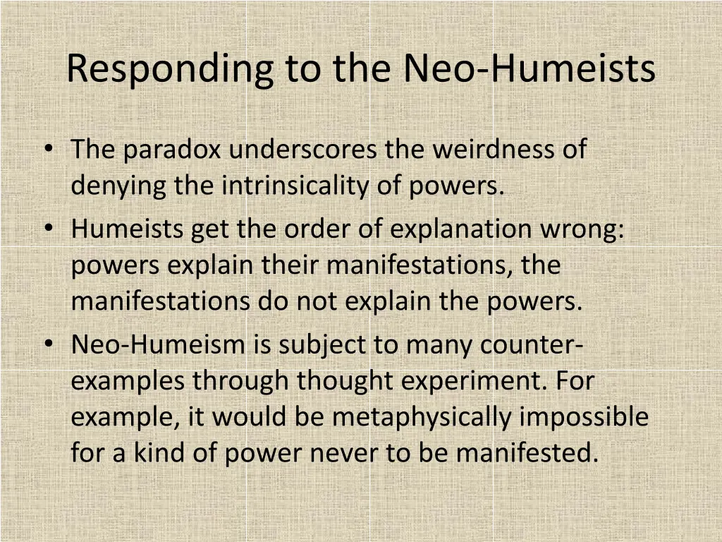 responding to the neo humeists