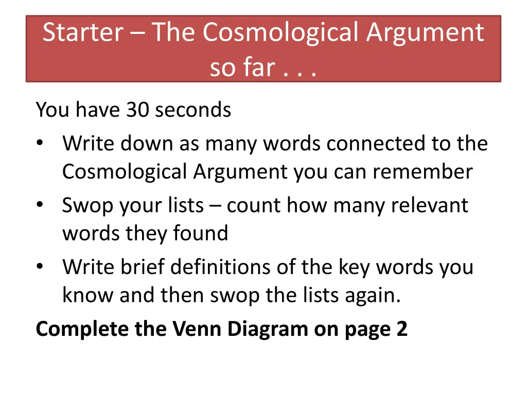 starter the cosmological argument so far